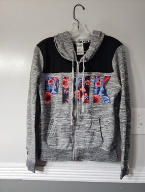 Victoria's Secret PINK Gray & Black Full-Zip Hoodie
